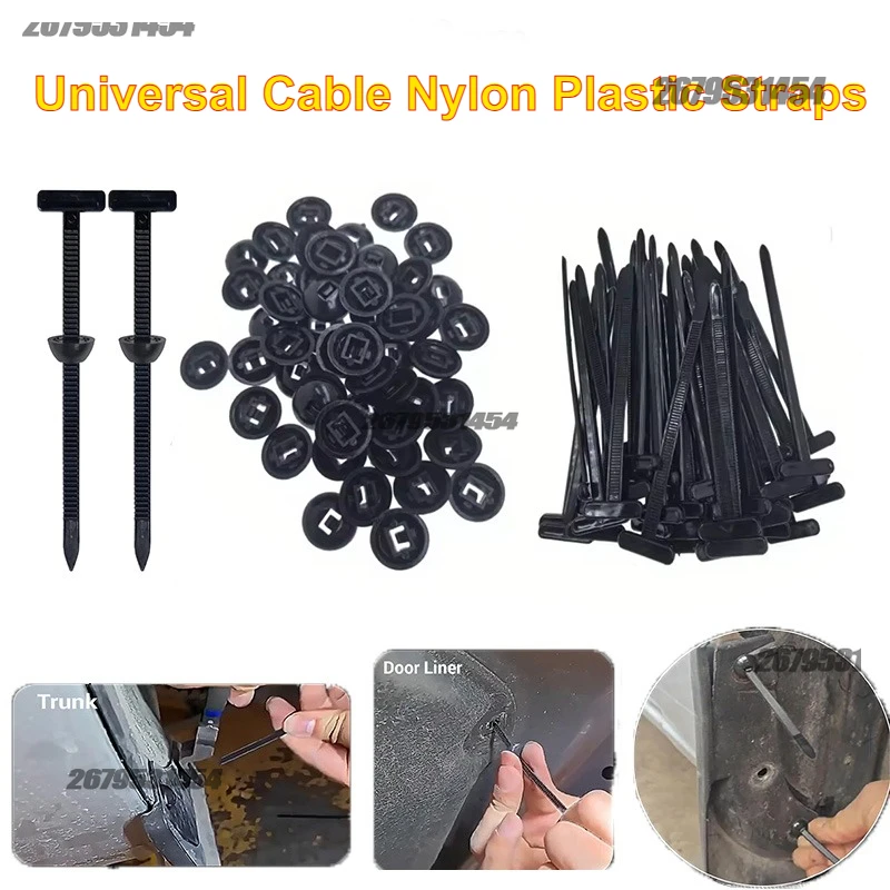 Kabelbinder, Kunststoffbänder, Klemmen, Mehrzweck-Nylon, universelle Kabelbinder-Schnalle, selbstsichernde, robuste Nylon-Kabelbinderhalterung Image