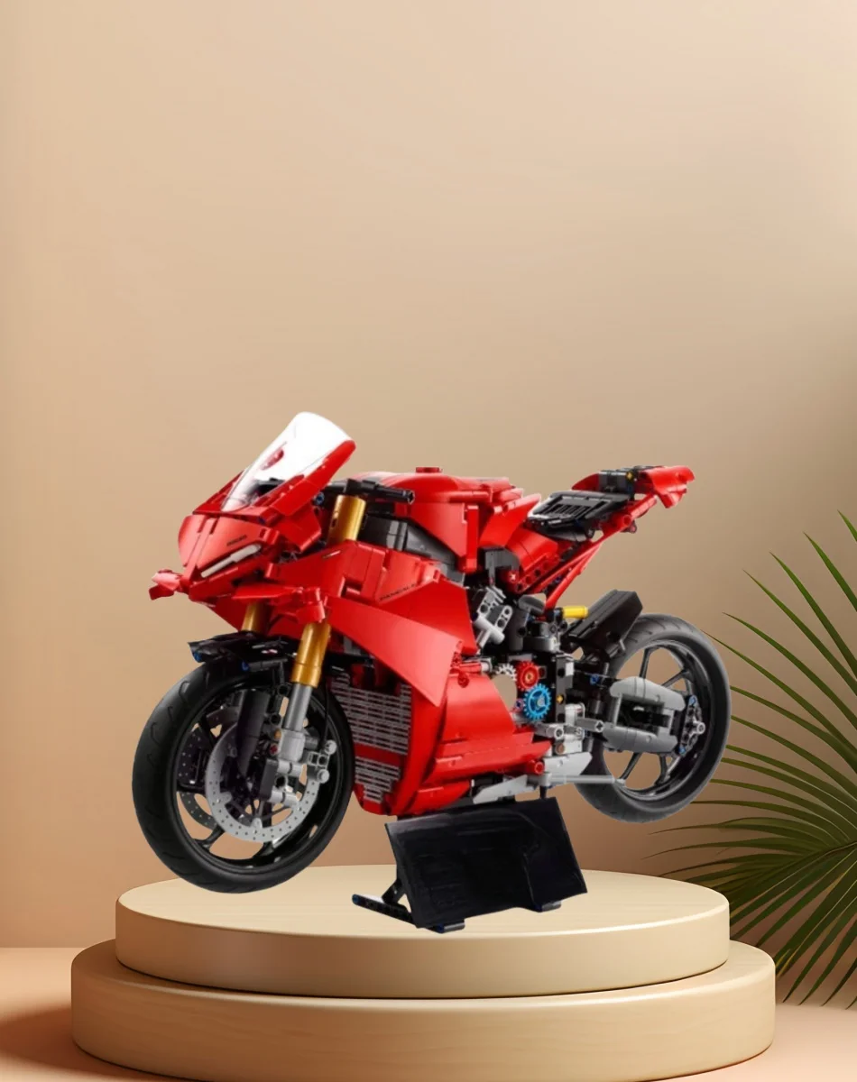 Neues MOC rotes Motorradmodell Baustein Displaystück Kinder Junge Weihnachtsgeschenk Image