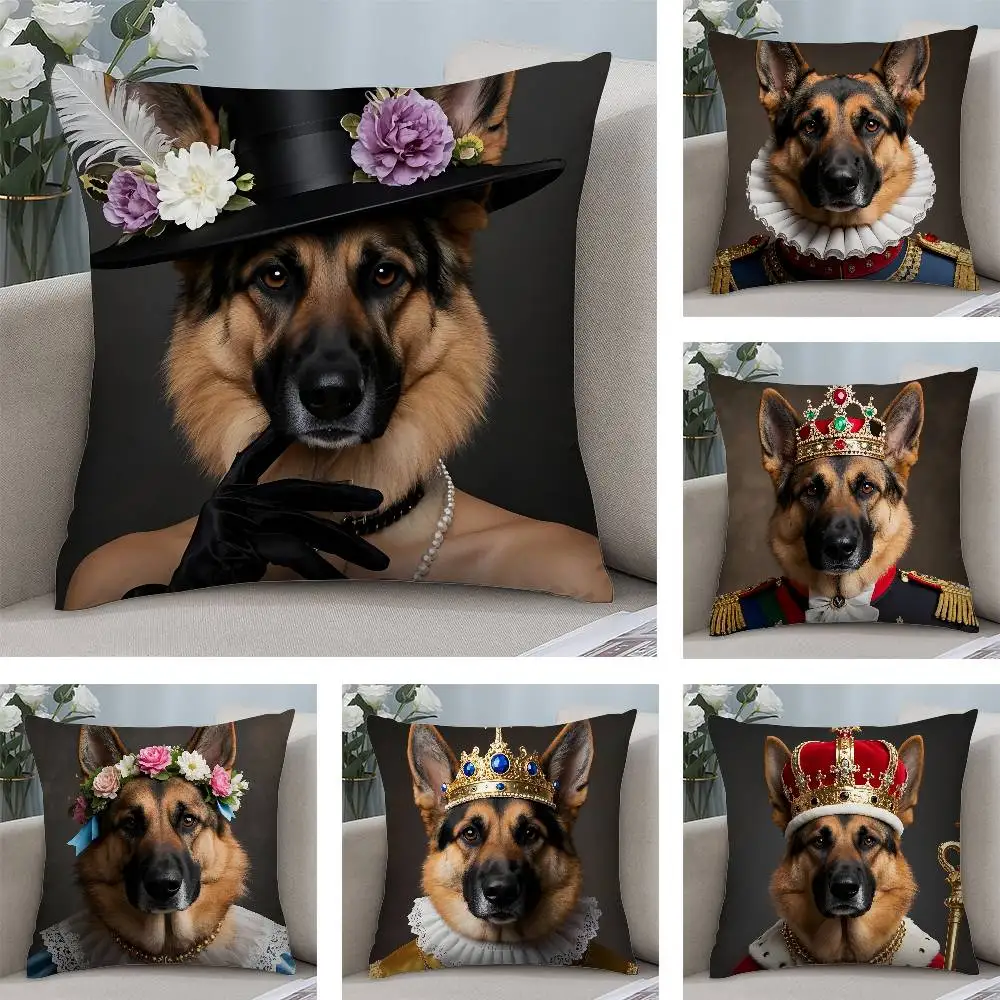 Kissenbezug mit deutschem Schäferhund, quadratisch, doppelseitig bedruckt, für Sofa, Zuhause, Schlafzimmer, Dekoration, Geschenk Image