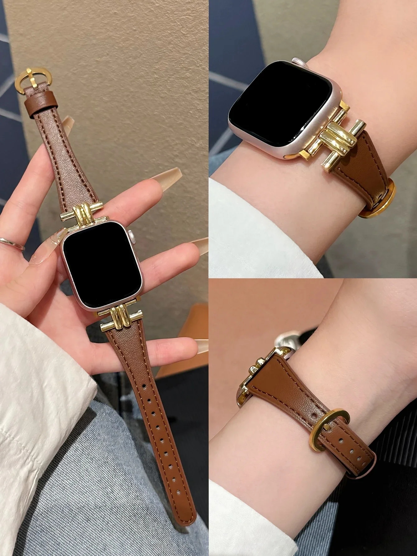 Lederschlaufe Correa für Apple Watch Band Serie Ultra 10/9/8/7/6/5/4/3/2/1 SE 38 mm 40 mm 41 mm 42 mm 44 mm 45 mm 46 mm 49 mm Armband Image