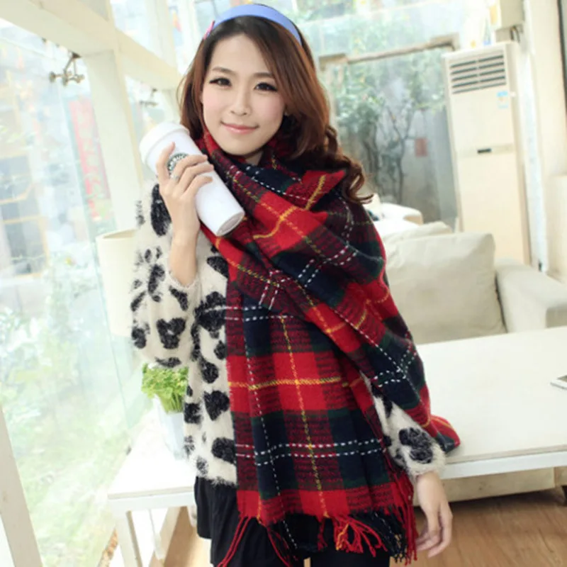 Kaschmir Warme Plaid Frauen Luxus Decke Schal 2025, Marke Casual England Stil Pashmina Wraps Dicke Winter Poncho Bufanda Quaste Image