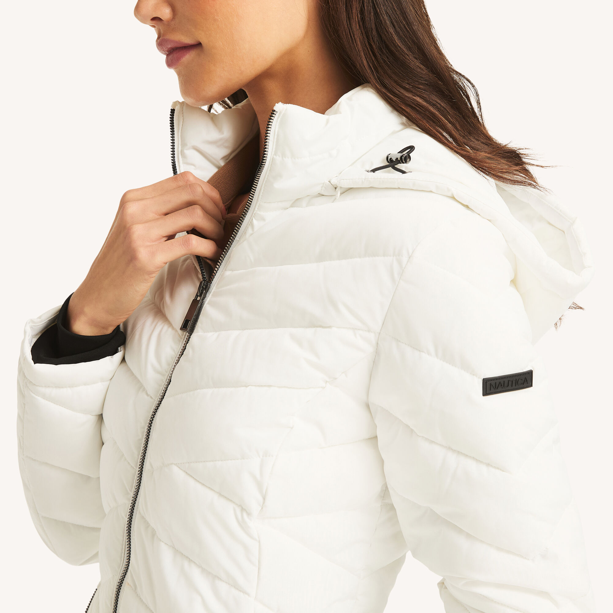 Nautica Women's Puffer Jacket 102 (White), XS