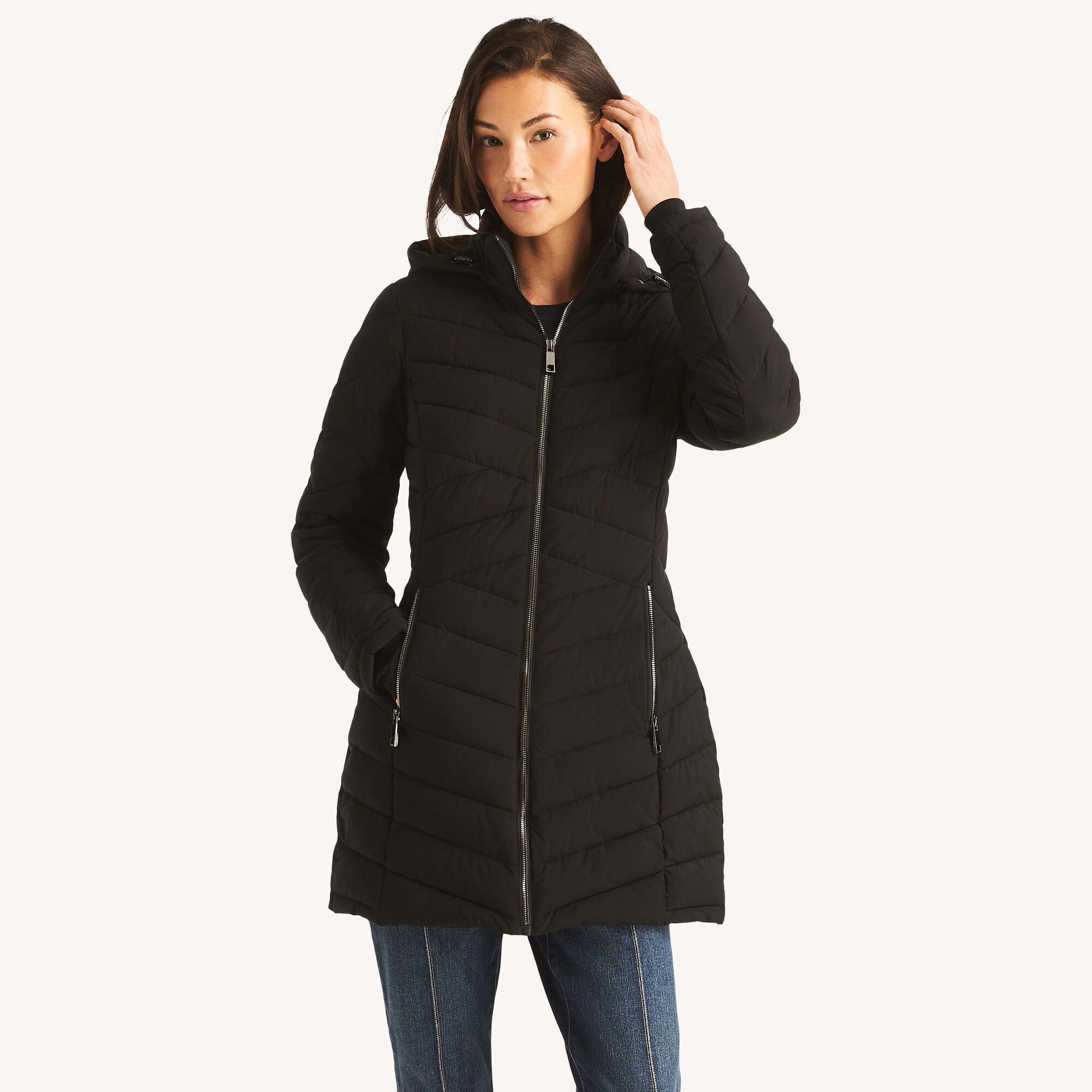 Nautica Women's Puffer Jacket 001 (Black), M