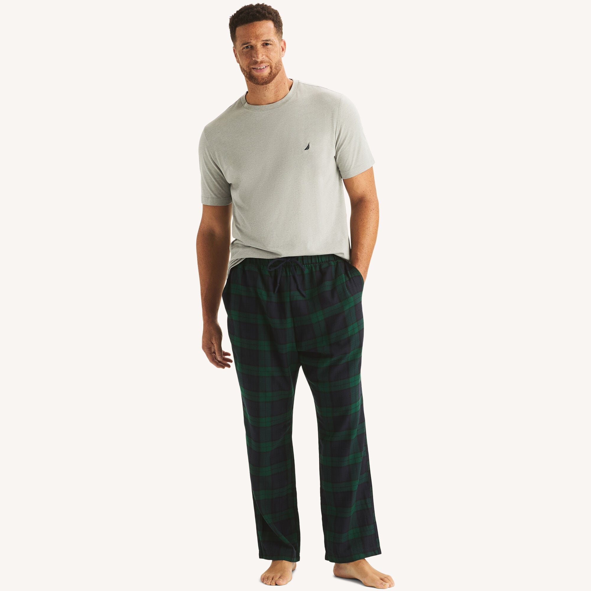 Nautica Men's Big & Tall Plaid Pajama Pant Set 060 (Grey Heather), 1XL