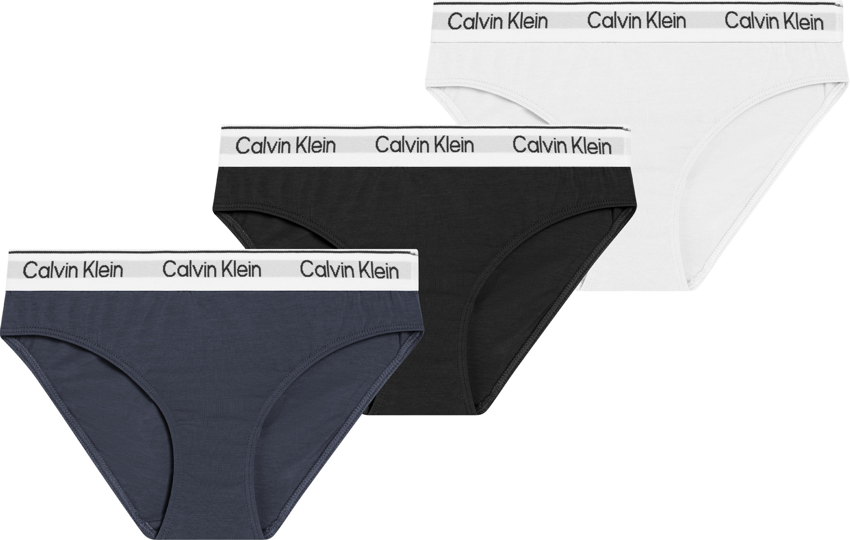 Brasilslip "3PK BIKINI", Kinder, Gr. 152/158, bunt, Jersey, Obermaterial: 95% Baumwolle, 5% Elasthan, CALVIN KLEIN UNDERWEAR, körpernah, Unterhosen, mit Logobund Image