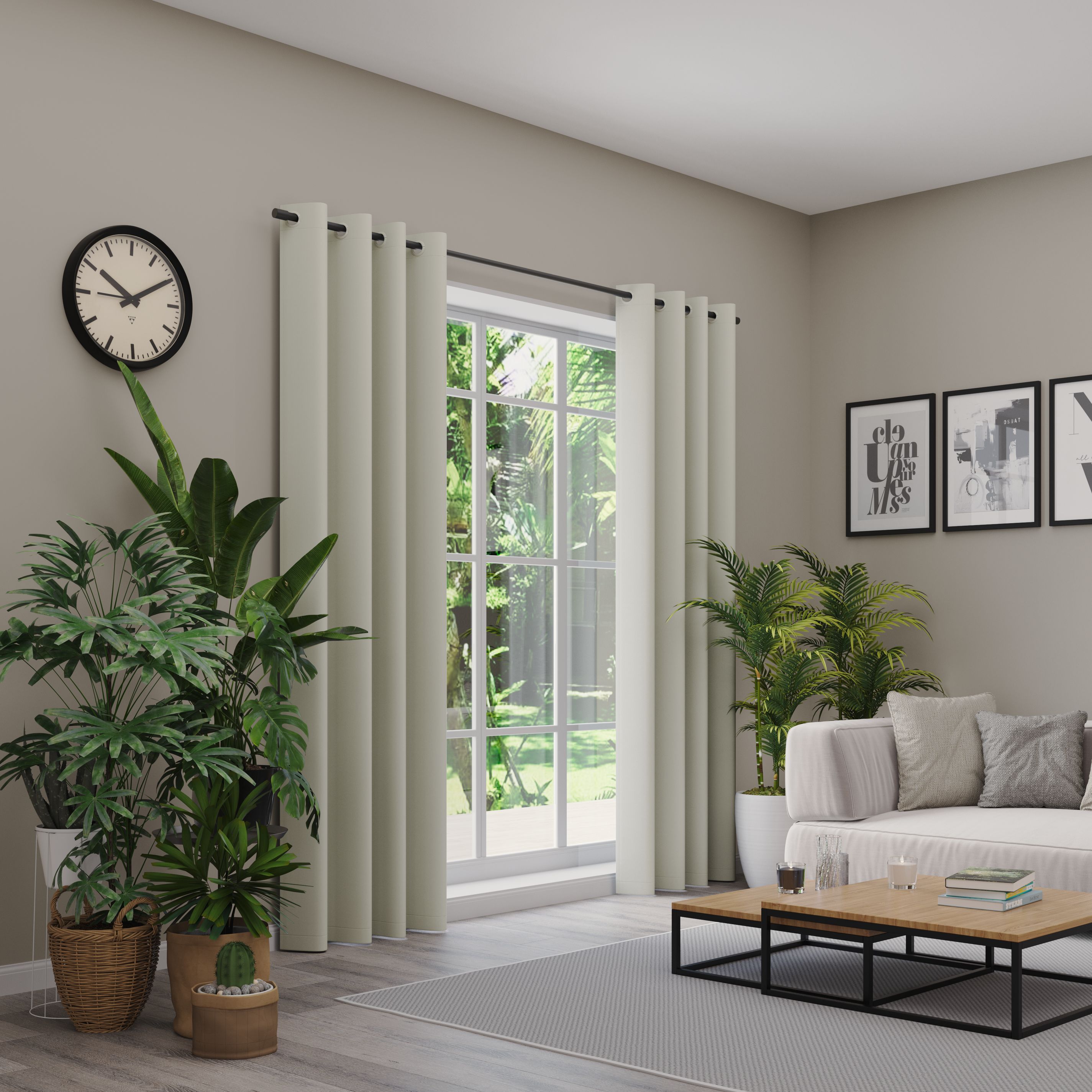 Verdunkelungsvorhang NEUTEX FOR YOU "INSULA", beige (hellbeige), B:137cm H:280cm, Polyester, Gardinen, Uni-Dimout für starke Verdunklung, nach Maß Image