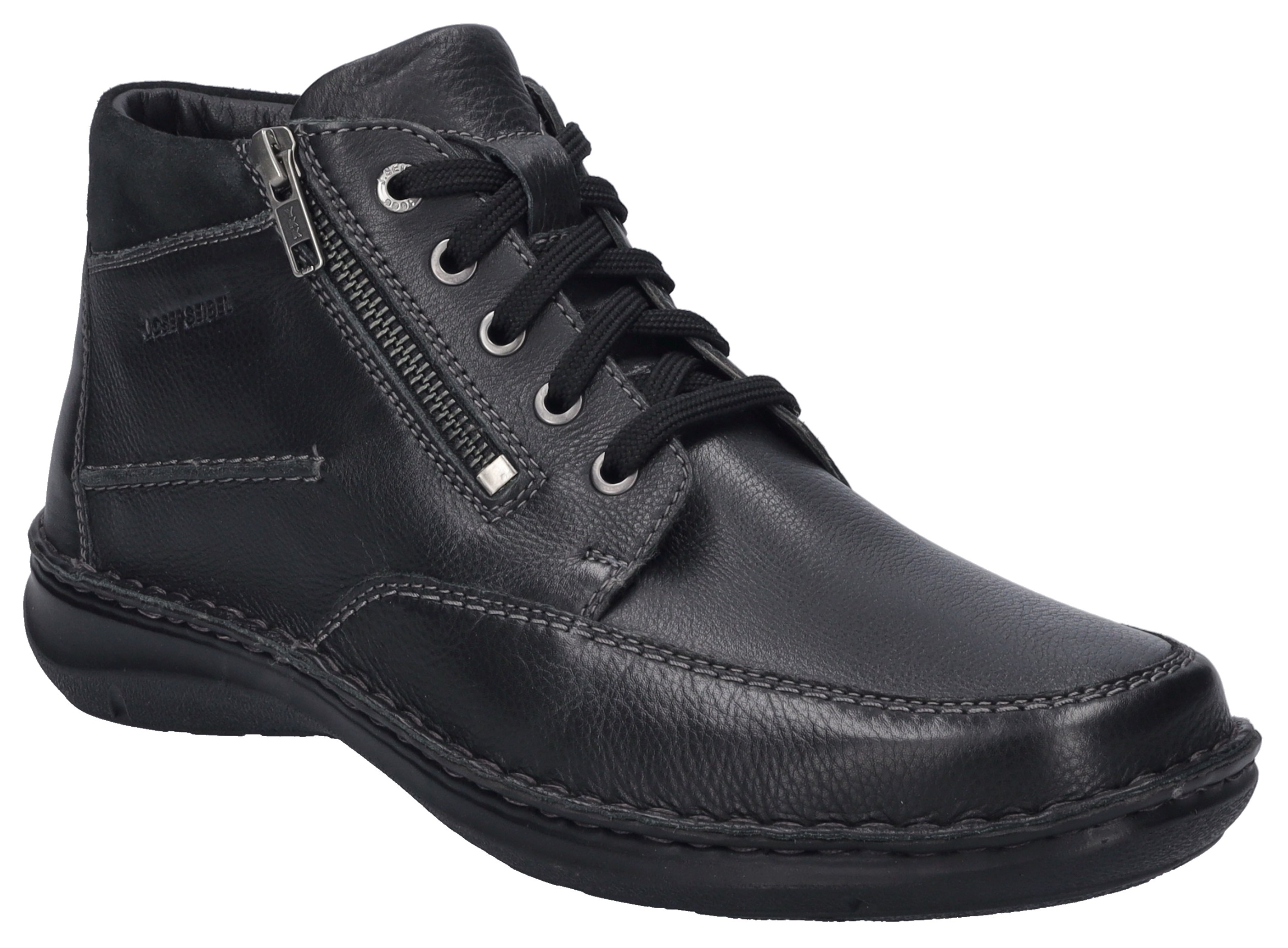 Schnürboots JOSEF SEIBEL "New Anvers 84", Herren, Gr. 49, schwarz, Leder, Casual, Schuhe, Winterstiefel, Komfortschuh, Schnürstiefel in Weite K (extraweit)
