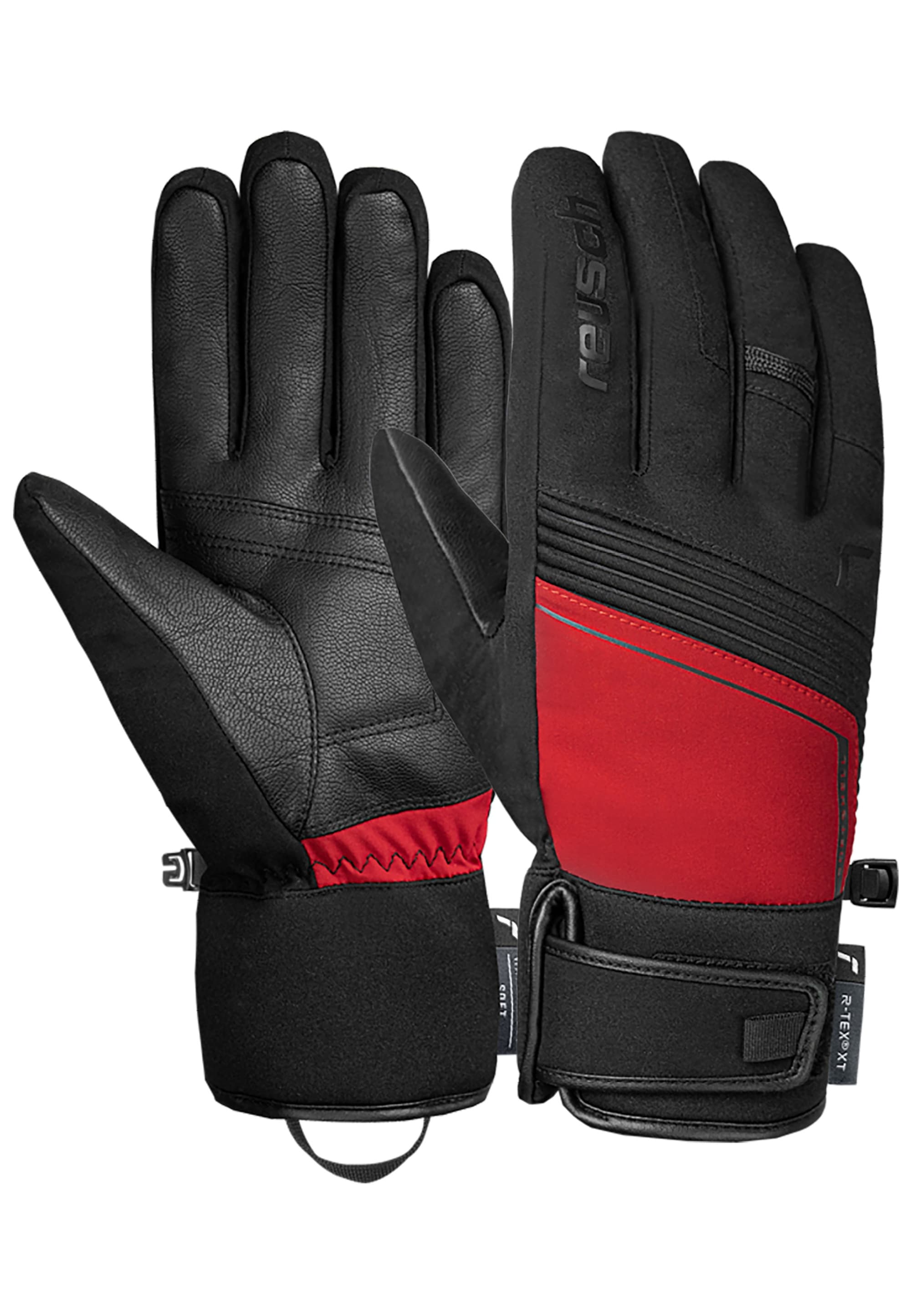 Skihandschuhe REUSCH "Louis R-TEX XT", Damen, Gr. 10, schwarz, rot, 85% Polyester, 15% Polyurethan, unifarben, Handschuhe, mit wasserdichter und atmungsaktiver Funktion Image