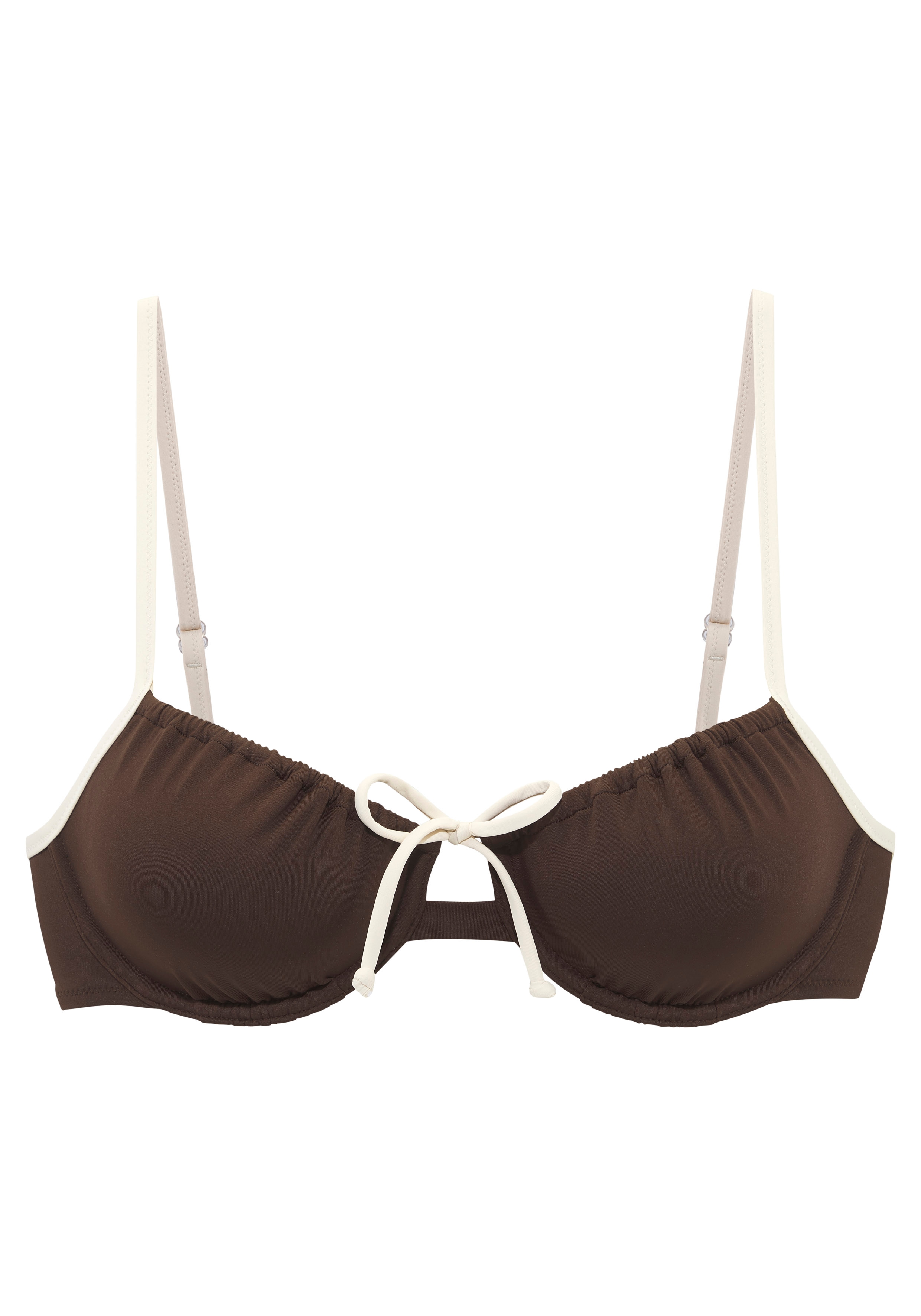 Bügel-Bikini-Top COPENHAGEN STUDIOS "Emma", Damen, Gr. 38, Cup C, braun (chocolate), Recycling-Polyamid, Bikini-Oberteile, mit Kontrastdetails Image