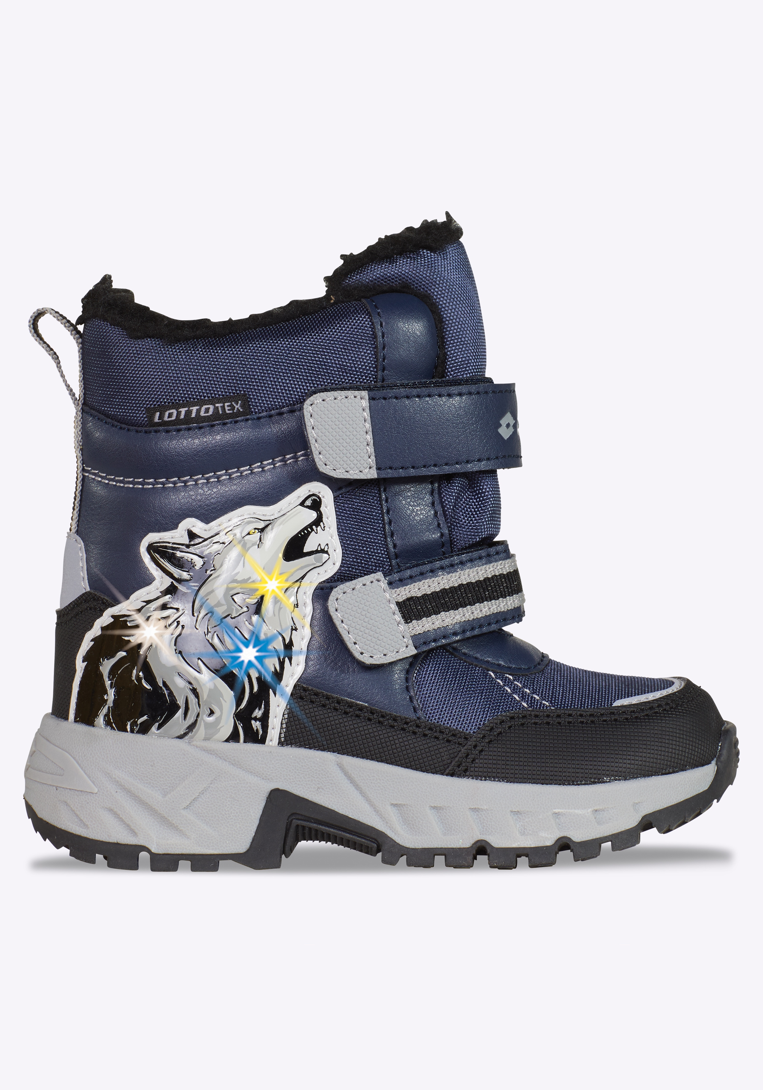 Winterboots LOTTO, Damen, Gr. 35, navy, grau, Synthetik, Textil, Schuhe, Winterschuhe, Winterstiefel, wasserdicht & mit Blinkfunktion