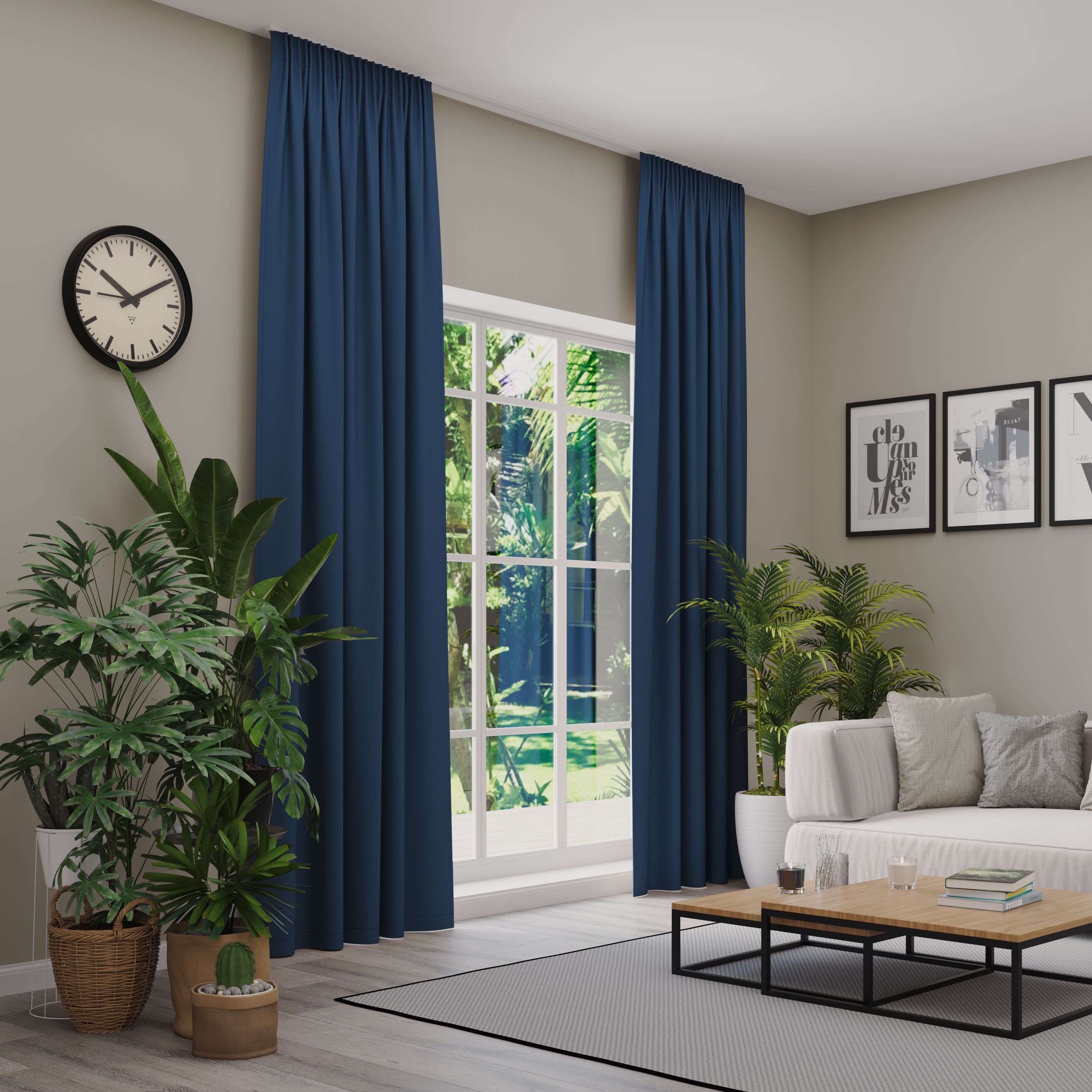 Verdunkelungsvorhang NEUTEX FOR YOU "INSULA", blau, B:137cm H:220cm, Polyester, Gardinen, Uni-Dimout für starke Verdunklung, nach Maß Image