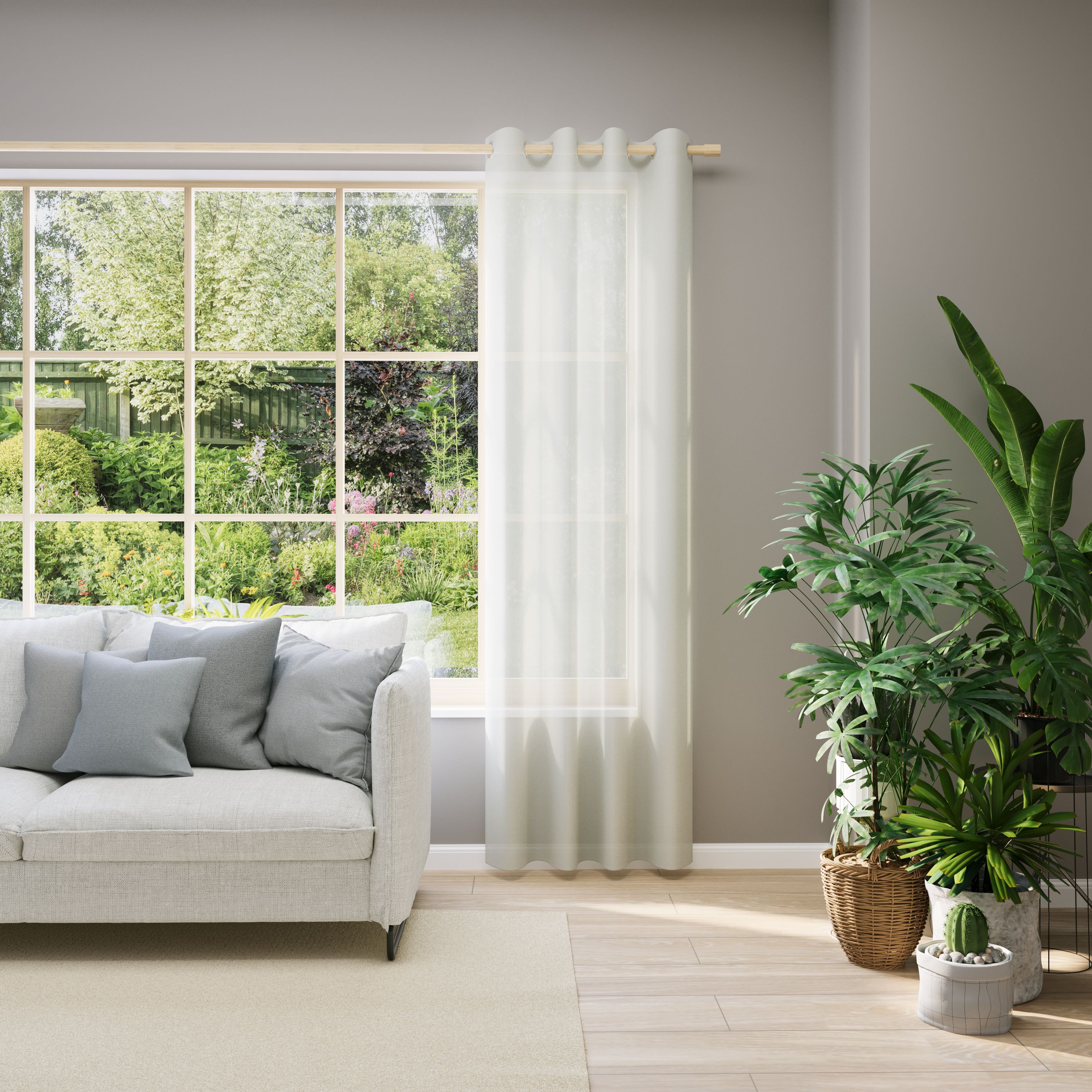 Vorhang nach Maß NEUTEX FOR YOU "EVA", weiß (wollweiß), B:950cm H:245cm, Obermaterial: 100% Polyester, Gardinen nach Maß, Uni-Voile mit elegantem Glanz Image