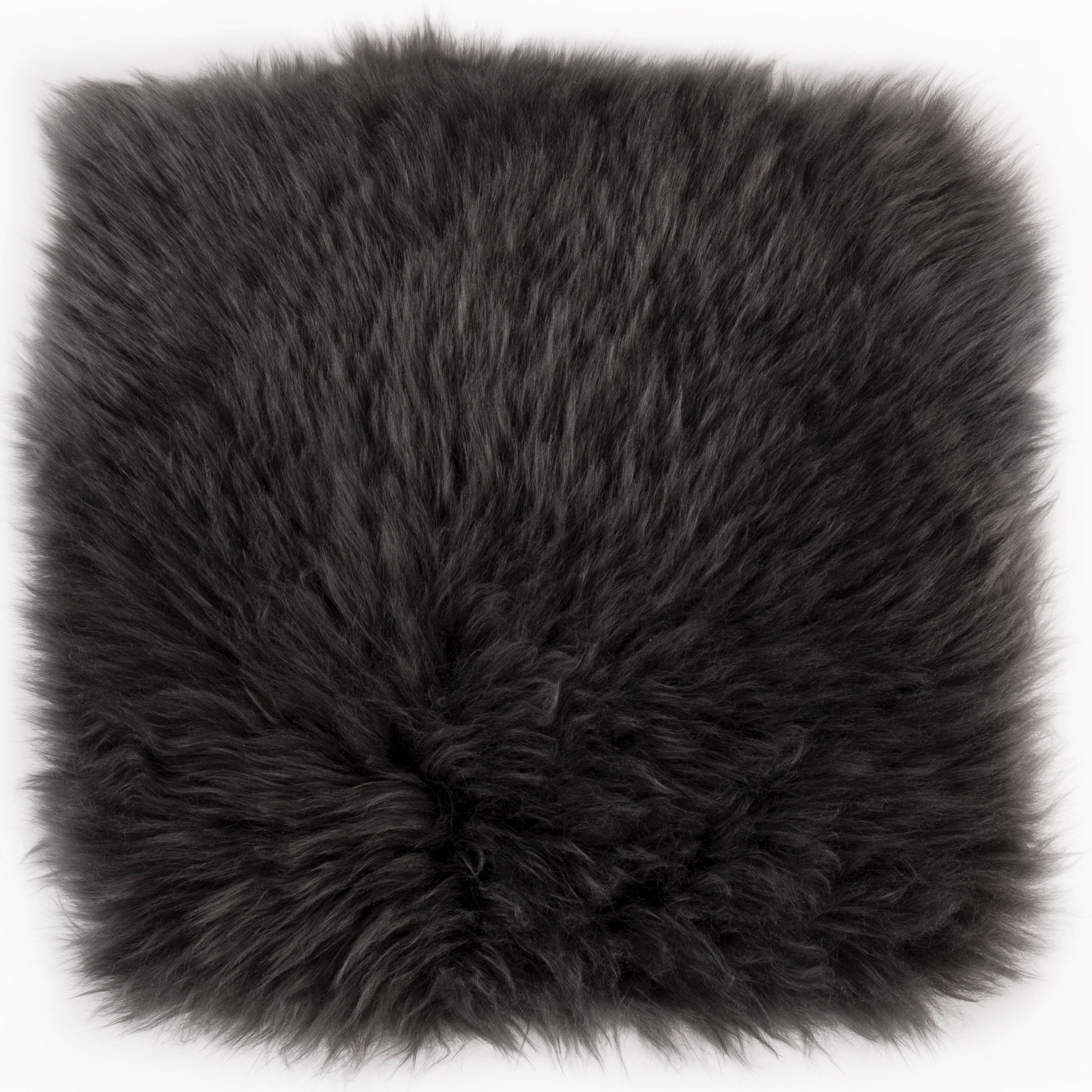 Stuhlkissen LUXOR LIVING "Sitzauflage Lammfell" Gr. 41, schwarz (schwarz, felloptik unifarben), B:34cm H:5cm L:34cm, Lammfell, Dekokissen_Sitzkissen_Kissenhüllen, Sitzauflage, rund oder eckig, echtes Lammfell, auch als 4er Set Image