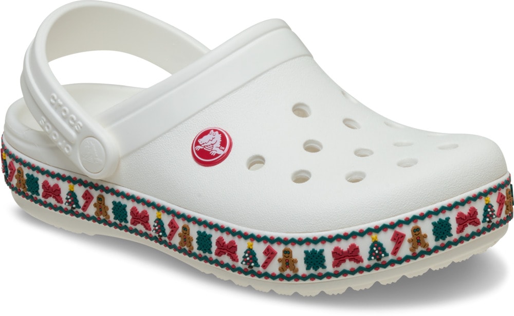 Clog CROCS "Crocband Holiday Clog", Damen, Gr. 42, weiß, Croslite™, kontrastfarbene Details, Schuhe Clog, mit Kontrastbesatz