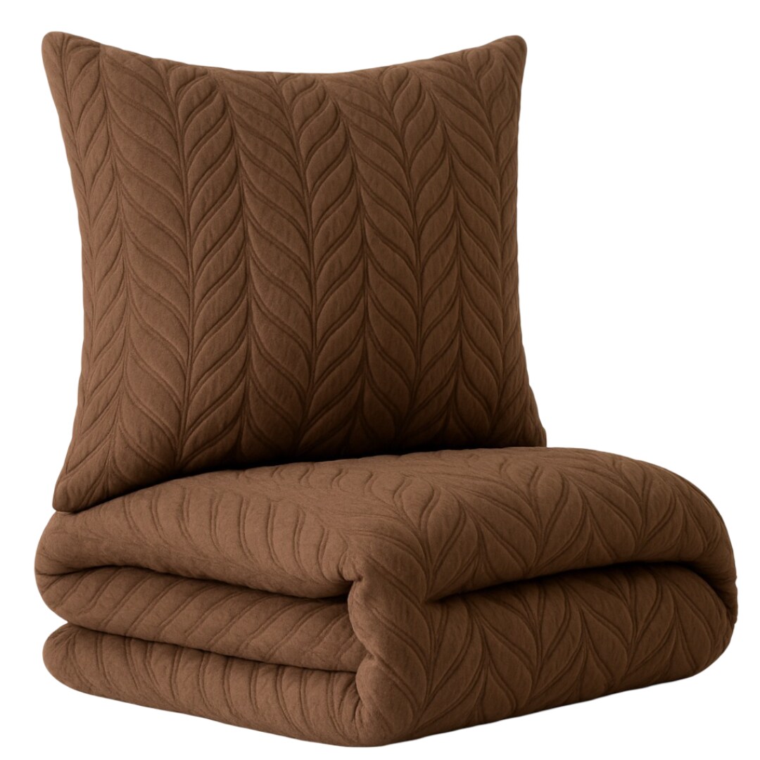 Leonado Vicenti Bettwäsche 135x200 cm Braun Winter Plüsch Damast Premium Cashmere Touch geprägtes Design Blumen mit Reißverschluss extra warm flauschig Image