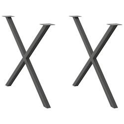 vidaXL Esstischbeine X-Form 2 Stk. Anthrazit 90x(72-73) cm Stahl Image