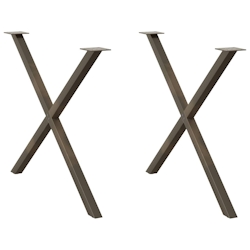 vidaXL Esstischbeine X-Form 2 Stk. Naturstahl 90x(72-73) cm Stahl Image