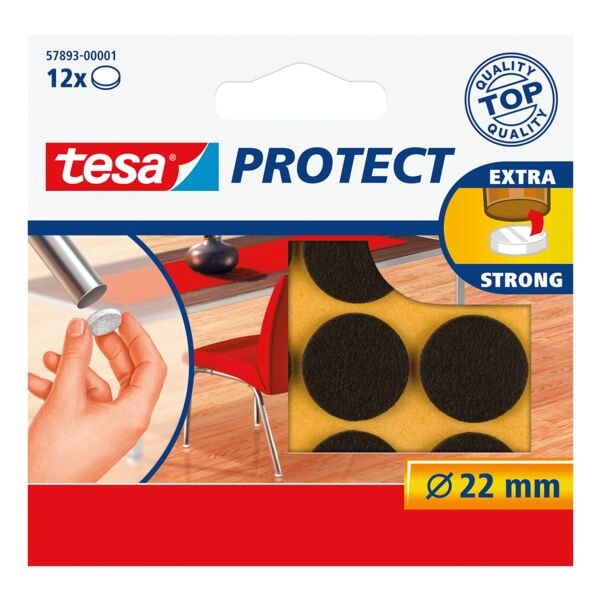 tesa Filzgleiter »Protect® 57893« 22 mm 12 Stück braun, 2.2x2.2 cm Image