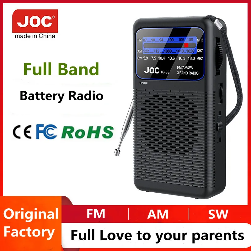 FM/AM/SW Pocket Radio Portable Emergency Radio 3 Modes Battery Operated Built-in Speaker with 3.5MM Headphones led Flashlight