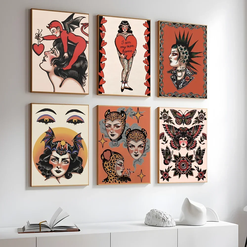 Witch's Love Is Blind Diving Free Live Free Punk Girl Poster Canvas Painting Modern Home Living Room Bedroom Cafe Decoration