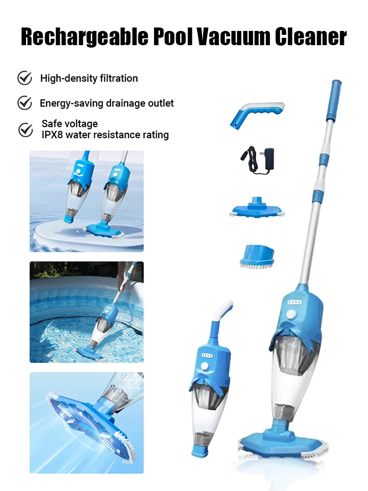 Aspirateur de piscine à main, aspirateur de piscine rechargeable pour spas, bains à remous, petites piscines avec détecteur d'immersion automatique