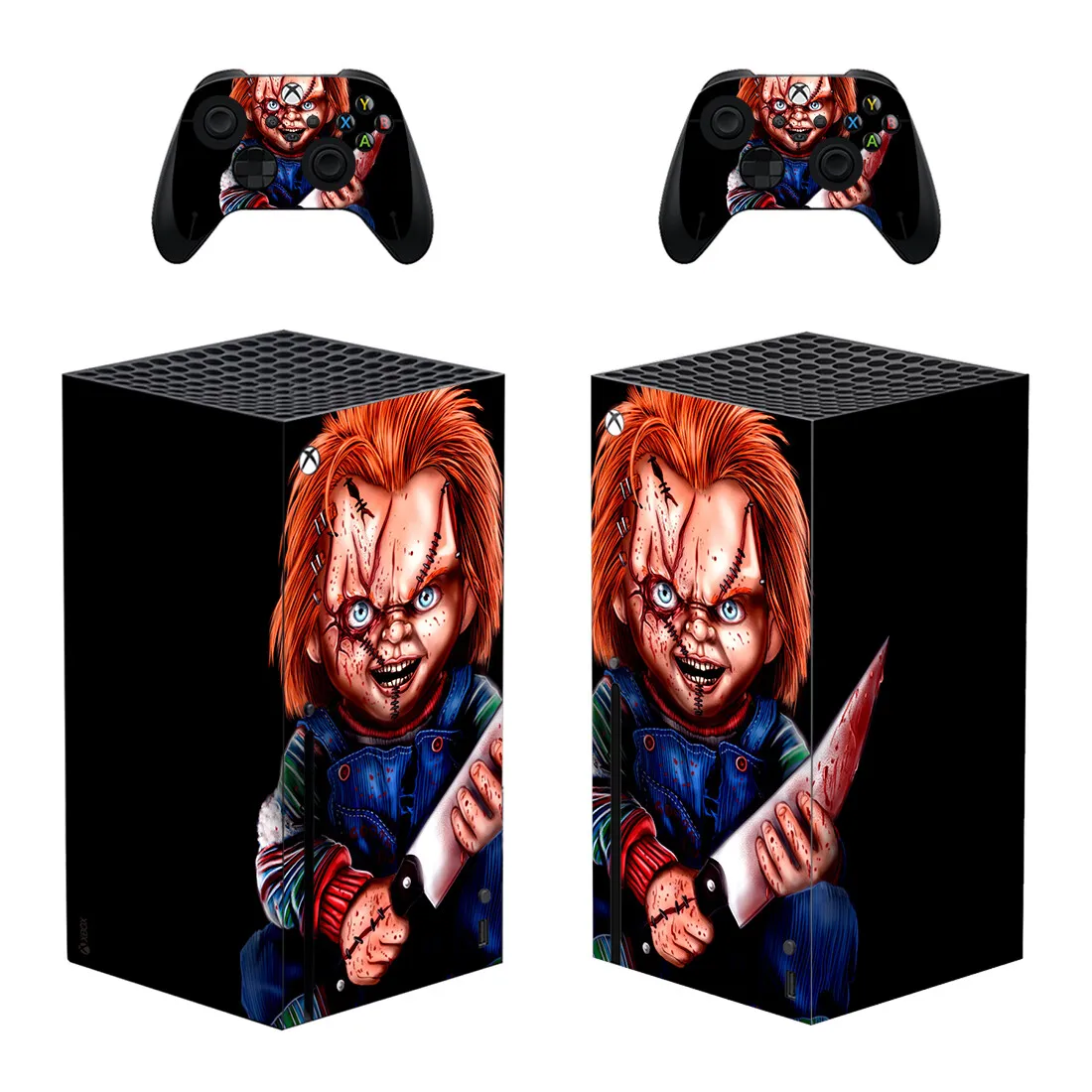 Film Child's Play Chucky Skin Sticker Decal Cover for Xbox Series X Console and 2 Controllers Skins Vinyl