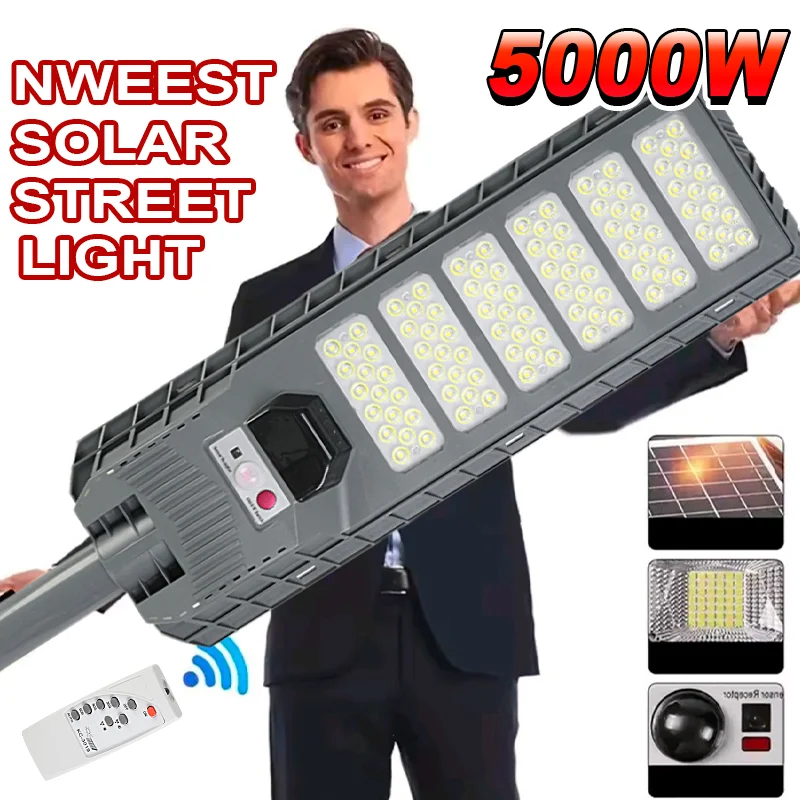 100000LM 5000W lampe solaire LED détecteur de mouvement de la lumière du soleil extérieure lampe solaire LED lampe de cour lampe de garage