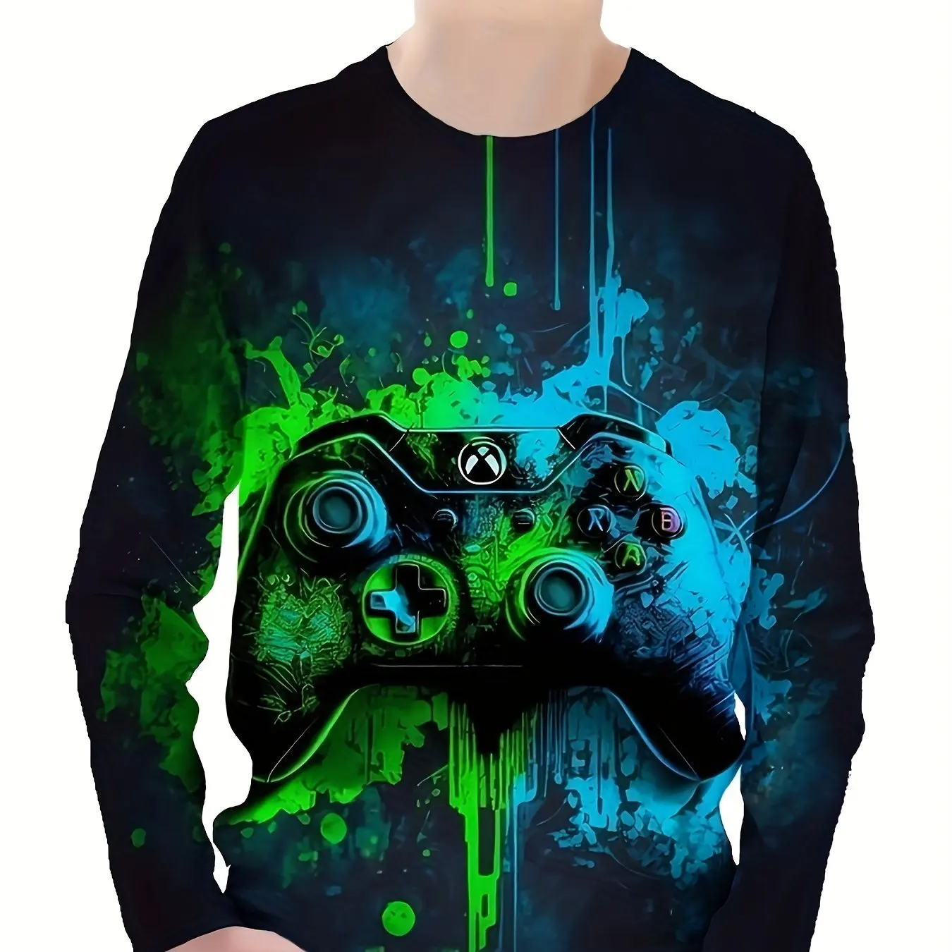2024 Kids Clothes Boys Tshirt Long Sleeve Children Tops Gamepad Graphic Print Stylish Kids Summer Clothes Children