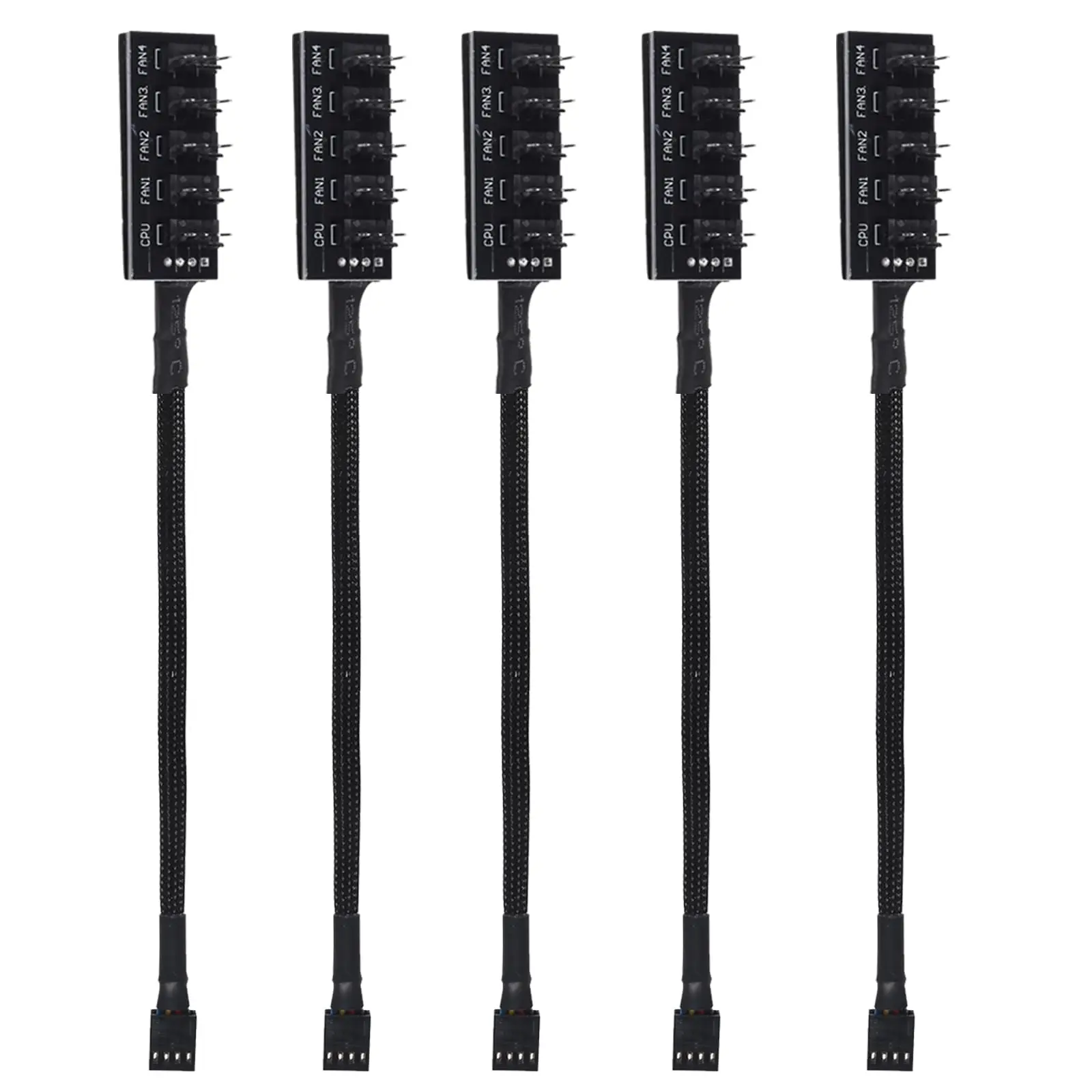 PWM Lüfter-Splitter-Verlängerungskabel, 1 bis 5, Computer-Lüfter-Splitter-Kabel, kompatibel mit 3 und 4-poligen PC-Lüfter Image