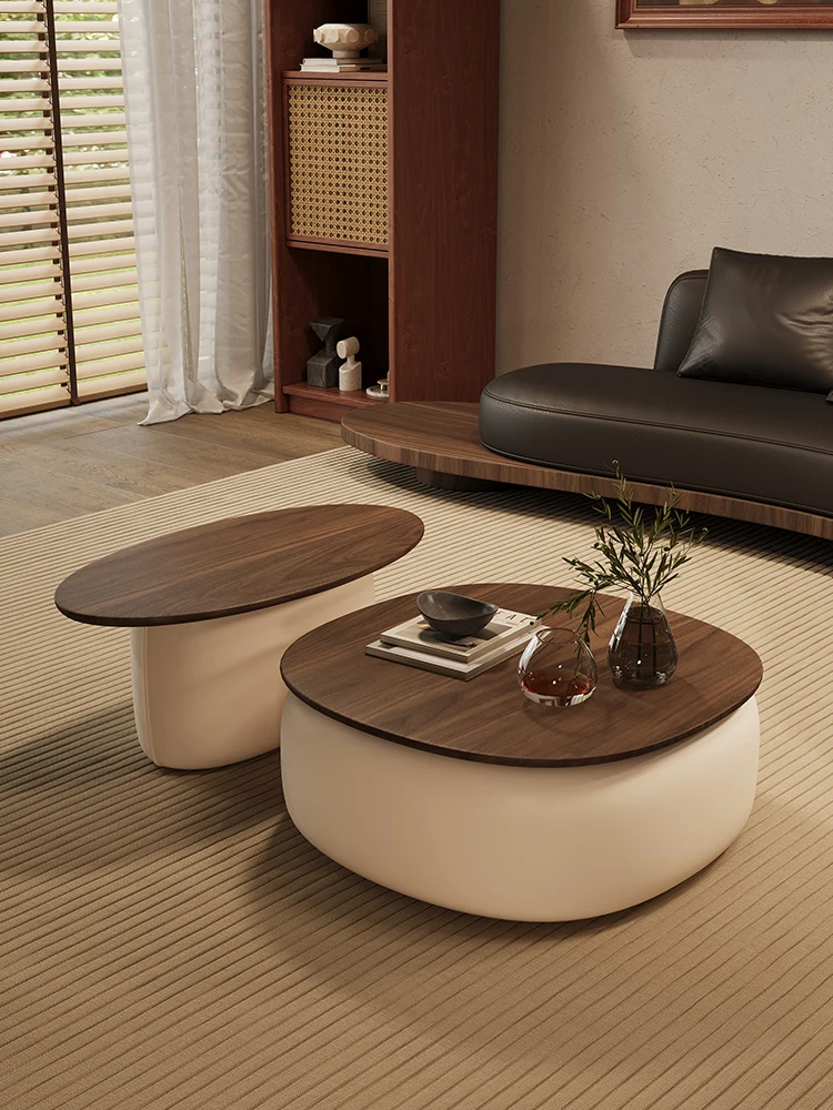 Couchtisch Wohnzimmer Haushalt kleine Wohnung Creme Wind runder Couchtisch Kombination leichter Luxus High-End-Aufbewahrungsdesign