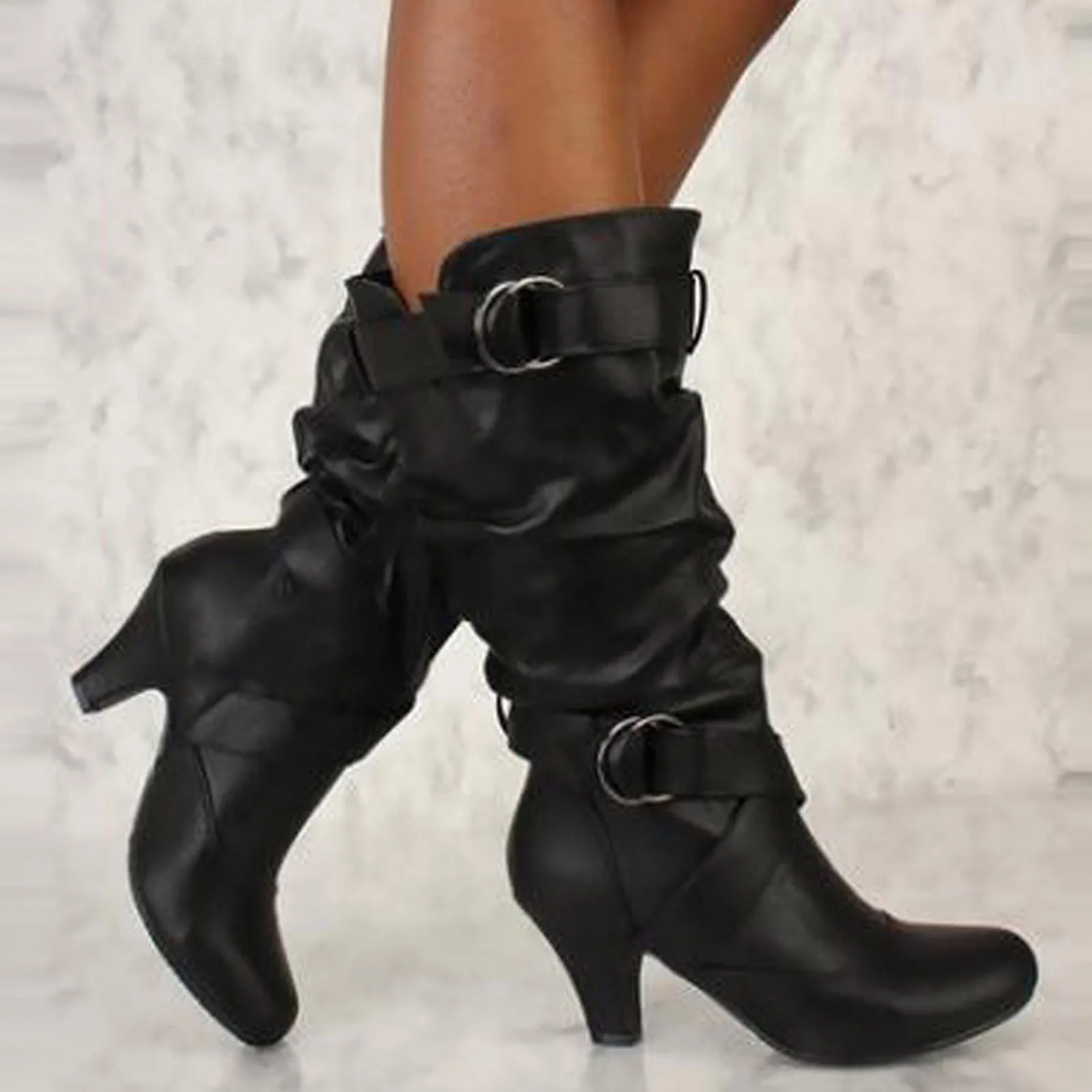 Frauen High Heel Stiefel Retro Booties Tapered Heel Stiefel Schuhe Damen Schuhe Pu High Heels Stiefel schnelle Lieferung Botas Mujer