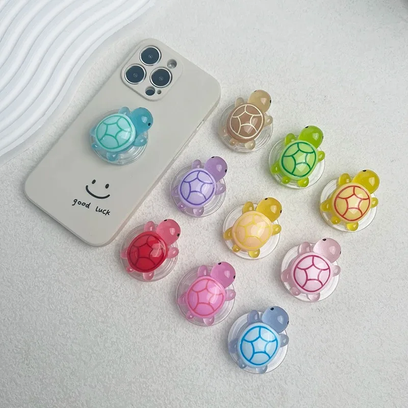 1PC Nette Leucht Schildkröte Telefon Halter Griptok Finger Ring Unterstützung Für iPhone Samsung Fällen Grip Tok Sockel Halterung Mädchen geschenk Image