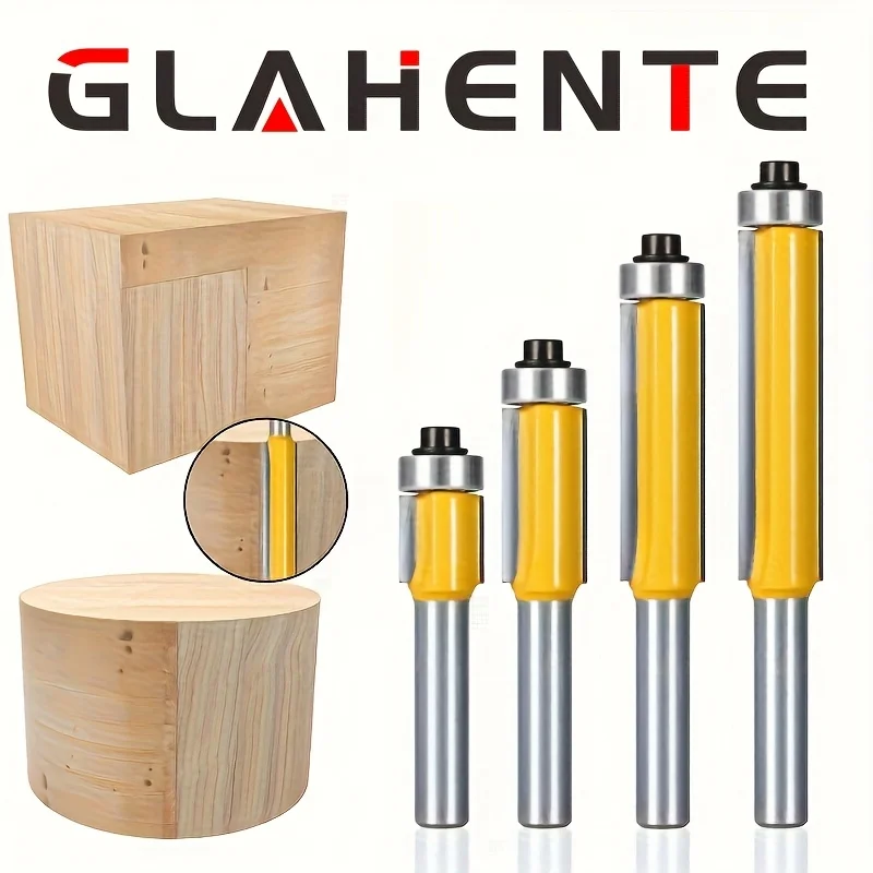 ‌ 4-teilige Fräser mit 8-mm-Schaft – 12,7 mm doppeltes bündiges Zierlager für die Holzbearbeitung, zum Trimmen von glatten Kanten und zum Schneiden von Rillen ‌ Image