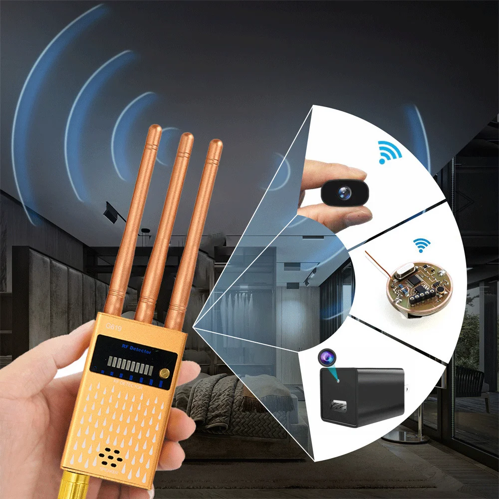 Professionelle Anti Spy Detektor RF Signal Finder Für GSM Bug GPS Tracker Drahtlose Kamera Abhör WiFi Signal Erkennen Geräte Image