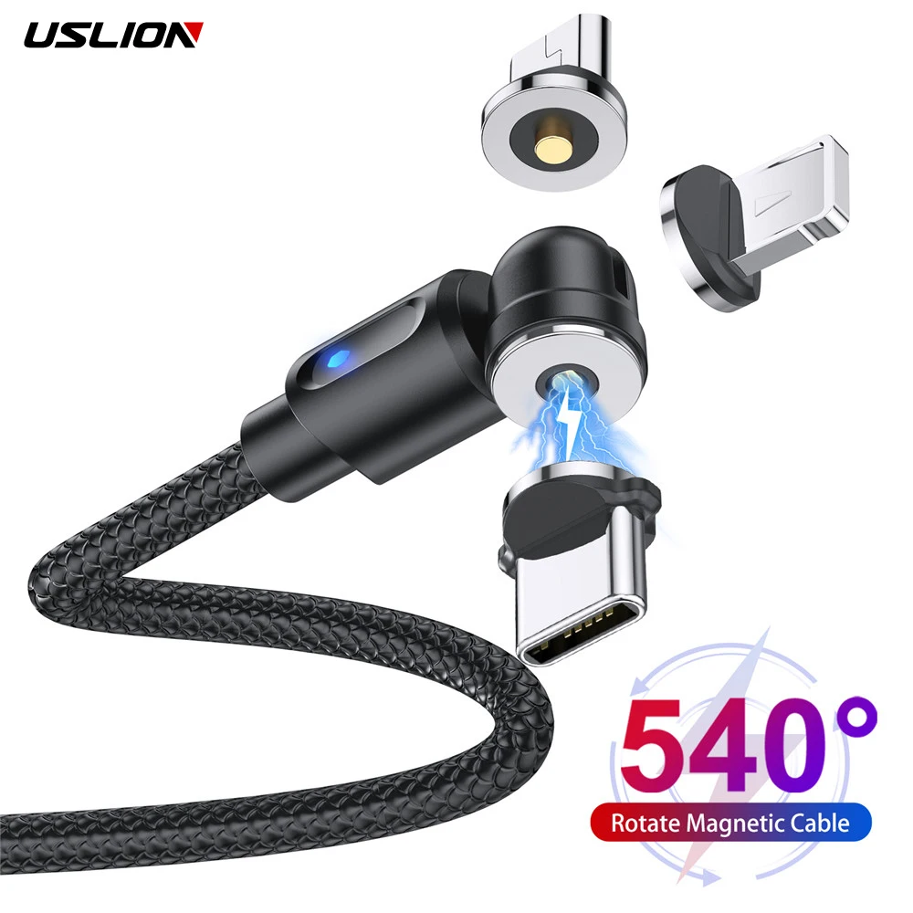 USLION 540 drehbares magnetisches USB-Kabel Typ C-Kabel Schnellladung für Samsung Magnet Charge Micro-USB-Kabel Handy-Datenkabel Image