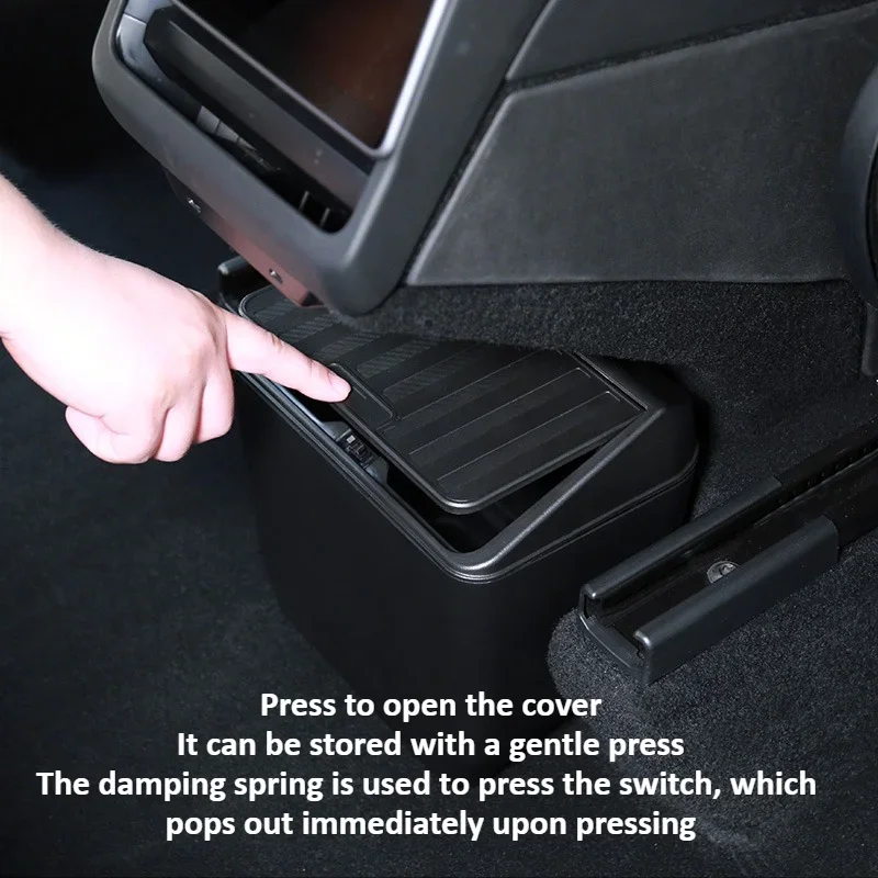 Für Tesla Modell Y Juniper 2025, Hinten Sitz Mülleimer Mittleren Unter-sitz Lagerung Box ABS Wasserdichte Regenschirm Box Auto zubehör Image