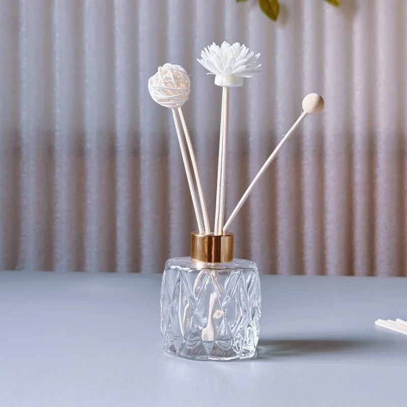 4-teilige transparente Glasflasche, Rattan-Diffusor, DIY-Parfüm, ätherisches Öl, Aromatherapie-Flasche, Reed-Stick, flüchtige Diffusor-Flasche Image