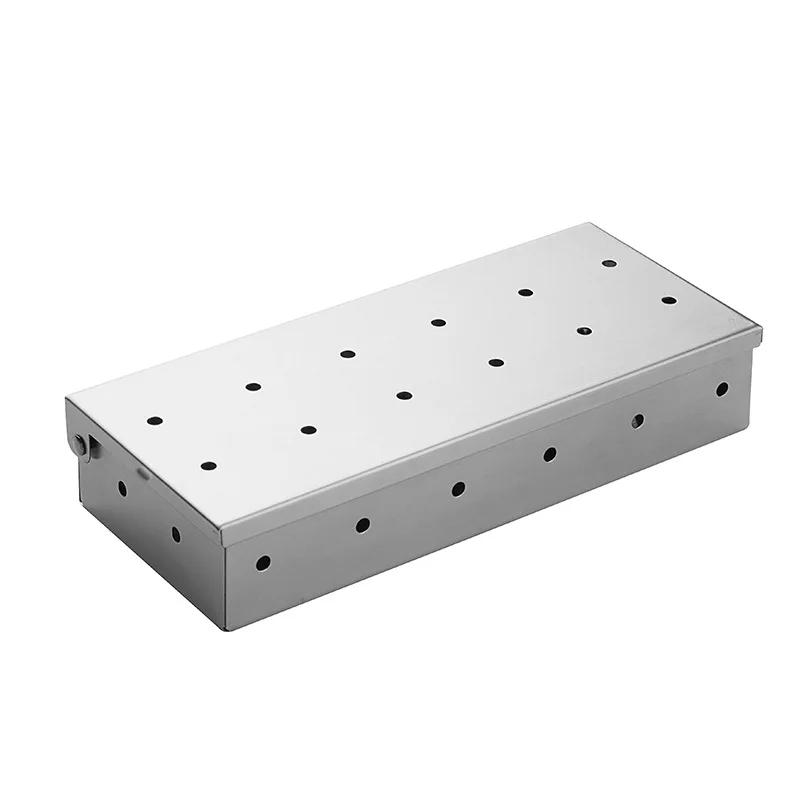 Räucherbox aus Edelstahl für Holzspäne, Grillen, Apfel-Holzspäne, Box auf Gasgrill oder Holzkohlegrills, Grillzubehör Image