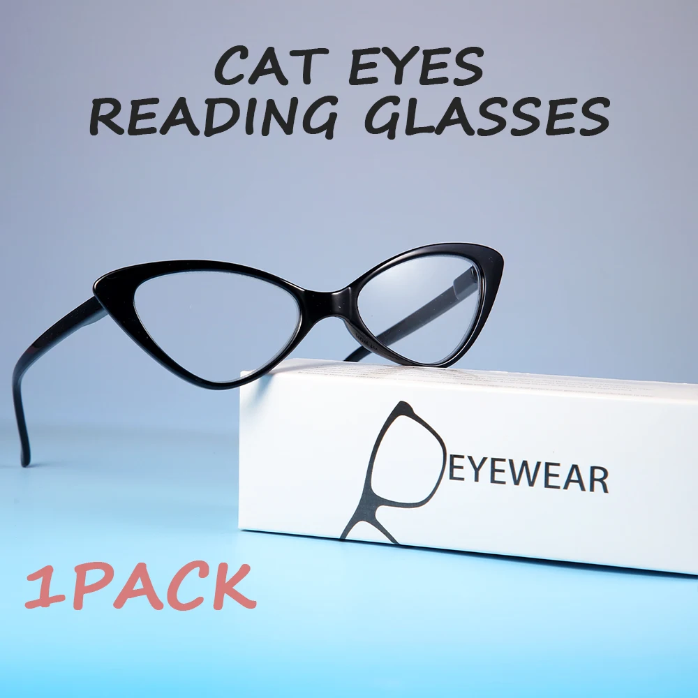 Modische Katzenaugen-Lesebrille, ultraleicht, kleiner Rahmen, klare Linse, Presbyopie +1,0 bis +3,0, für Damen und Herren Image