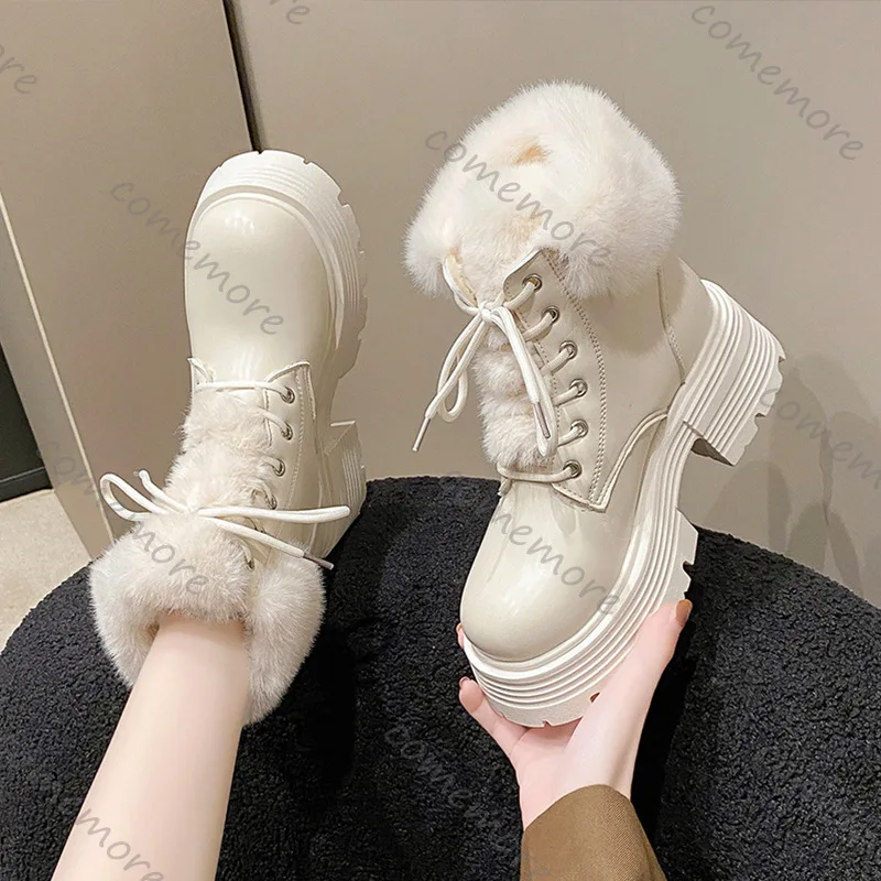 Comemore Dicken Boden Kurze Schnee Stiefel Neue Winter Gepolsterte Warme Frauen Schuhe Casual Dicken Hochhackigen Weiblichen Baumwolle Stiefeletten Schuhe