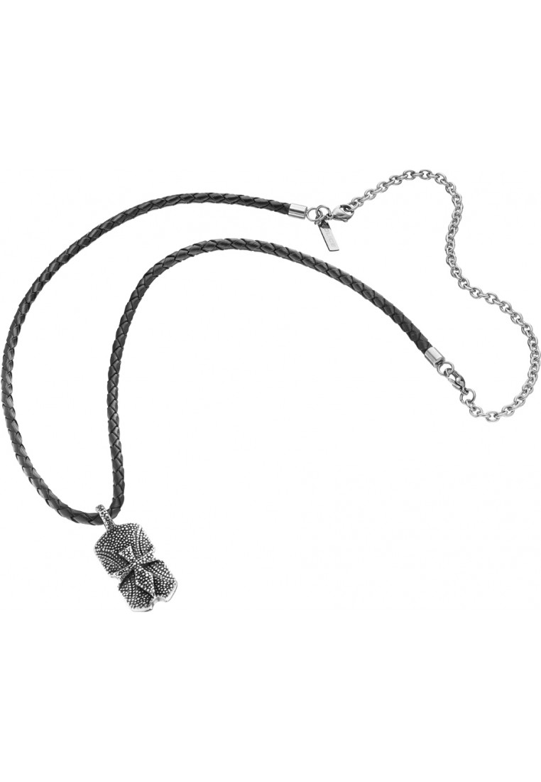 Police 25901PLB-02 Mens Crest Necklace - Black Leather - One Size | Police Sale | Discount Designer Brands