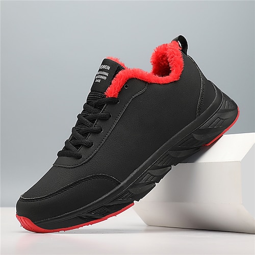 Warme, mit Fleece gefütterte Sport-Sneaker für Herren, leichte, wasserdichte Winterlaufschuhe mit rutschfester Sohle für den Außenbereich und den Alltag Image