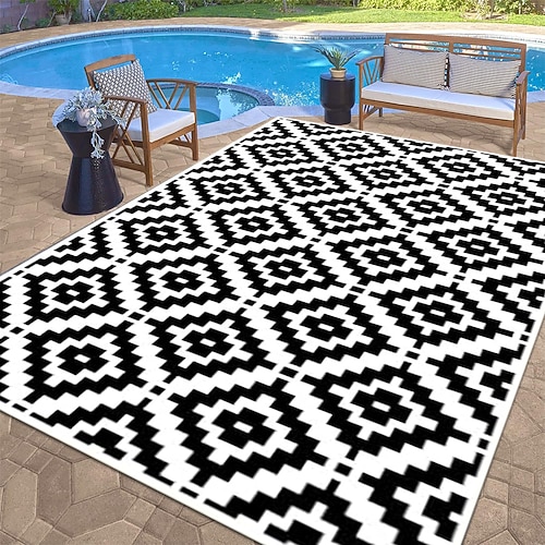 Outdoor-Matte mit modernem Muster, strapazierfähige Kunststoffmatte für Terrassen, Campingplätze, Pooldecks Wohnmobil Image