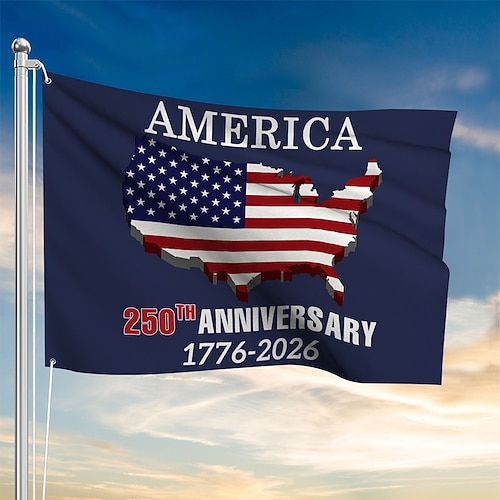 Flagge zum 250. Jahrestag der USA (Amerika 250 1776-2026) – Patriotische Sterne – Gartendekoration – Partyzubehör – Hängende Dekoration für Haus und Garten – Willkommenshintergrund – Halbhundertjahrfeier – 4. Juli – Unabhängigkeitstag – 90 x 150 cm