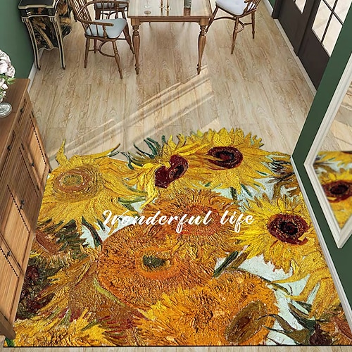 Eingangsbereich Türmatte für Wohnküche Flur Weich Rutschfest Maschinenwaschbar PVC Boden Teppich Ölmalerei Kunstdesign Fleckenresistent Wasserdicht Einfach zu reinigen Innen dekorativer Teppich Image