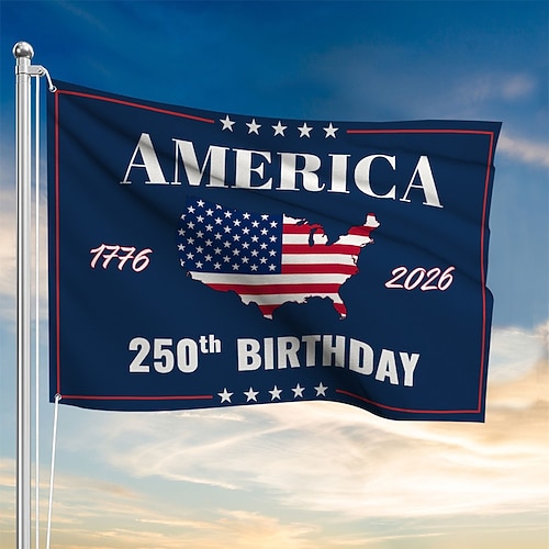Flagge zum 250. Jahrestag der USA (1776–2026), patriotische Sterne, Gartendekoration, Partyzubehör, Hängedekoration für Zimmer, Haus und Garten, Willkommenshintergrund, 4. Juli, Unabhängigkeitstag, 90 x 150 cm