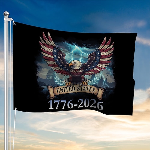 Flagge zum 250. Jahrestag der USA (1776–2026), patriotische Sterne, Gartendekoration, Partyzubehör, Hängedekoration für Zimmer, Haus und Garten, Willkommenshintergrund, 4. Juli, Unabhängigkeitstag, 90 x 150 cm