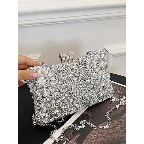 Damen Handtasche Abendtasche Polyester Silber Königsblau Gold