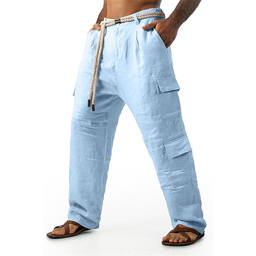 Herren Cargo-Hosen Hose Knöpfe Mehrere Taschen Einfach tragbar Outdoor Täglich Campen und Wandern Mode Klassisch Schwarz Weiß Image