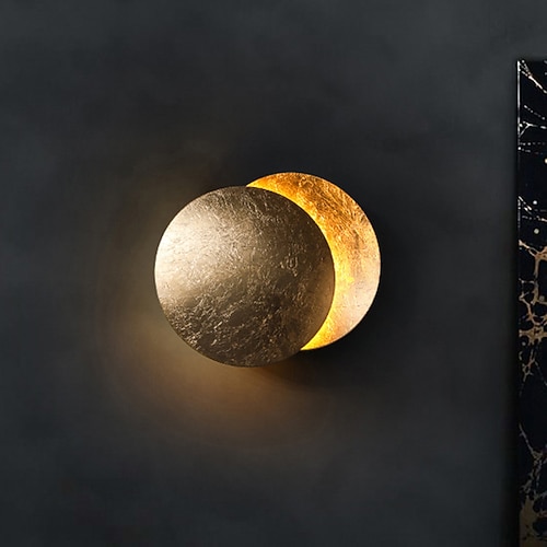 moderne Wandleuchten, runder Lampenschirm aus Harz, Mond-Sonnenfinsternis-Kunst, Wandlampe, Badezimmer-Waschtischleuchte, LED-Wandleuchten für Spiegel, Flur, Küche, Wohnzimmer, Wandhalterung Image